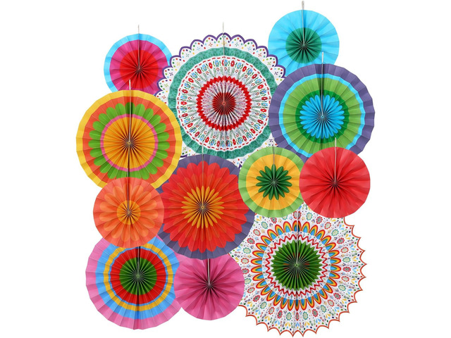 Fiesta Party Supplies Kit: Mexican Party Decorations with Fiesta Paper Fans - for Birthdays, Taco Nights, Cinco de Mayo & Fiesta Party Decorations