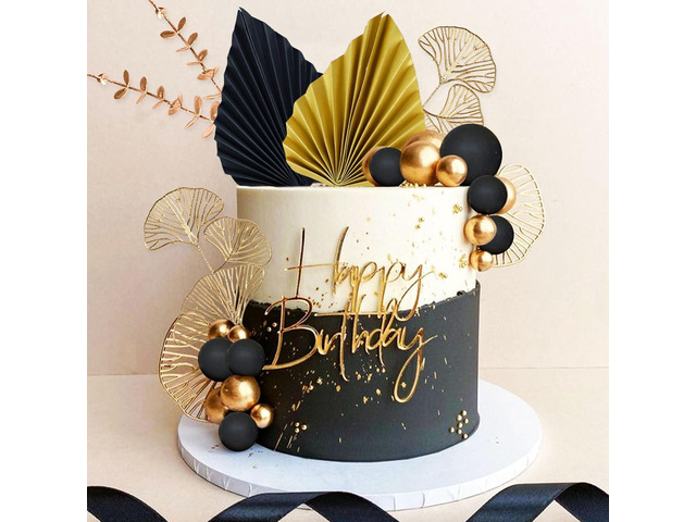 Boho Cake Topper Black Gold Ball Cake Top Man Cake Decorations Roar 1920s Cake Decorations for Baby Shower Party Decorations Wedding Anniversary...