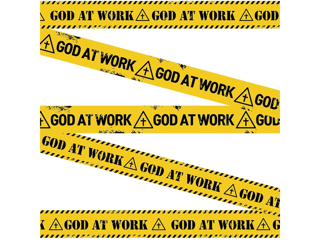 Nuanchu 2 Rolls 3'' x 98 Feet God at Work Caution Tape Decorations Bible School Activity Supplies Favors for Kids Classroom Room Decor(No Stickiness)