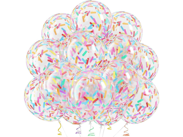 Rainbow Confetti Balloons, 12 Inch Multicolor Candyland Ice Cream Sprinkle Colorful Long Confetti Glitter Latex Balloons for Men Women Birthday...
