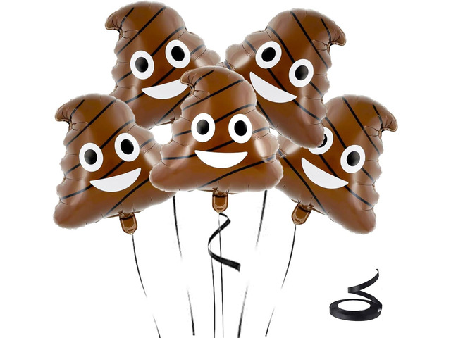 5pcs Big Poop Balloon, Foil Helium Poo Brown Balloon for Pranks Decoration, Halloween, Birthday, Retirement Party, 19x22 inch