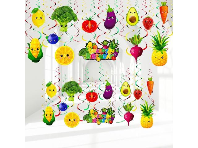 Syhood 30 Pack Hey One Bear Fruit Birthday Party Decoration Dancing Fruit Hanging Swirls Vegetable Ceiling Streamer Summer Party Supplies for...