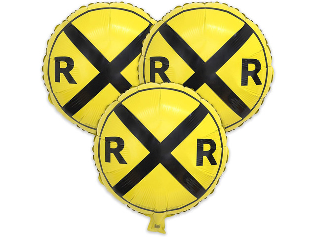 Havercamp Railroad Party Balloons (3 Pcs.)! 3 Round Mylars are great for Train Themed Events, Kid's Birthday Party, Train Collectors, Retirement...