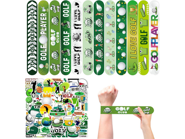 CZWXOXO 74Pcs Golf Theme Party Favors Contain 24 Pcs Slap Bracelets 50Pcs Stickers, Golf Sports Theme Birthday Party Decorations,Classroom Rewards...