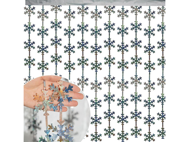 Winter Wonderland Party Snowflake Decorations, 3.3x6.6ft Iridescent Silver Snowflake Tinsel Foil Fringe Curtains Backdrops Photo Props for Xmas...