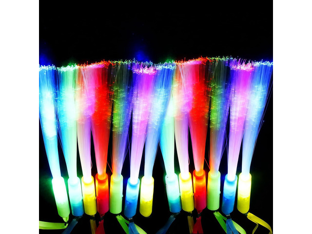 12PC Glow Fiber Optic Wand Glow Sticks,LED Light Up Wand,Glow in The Dark Party Supplies Favors,4 Color Neon Light up Toy fit Thanksgiving Xmas...