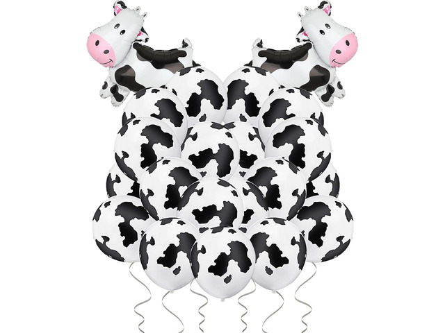 100 PCS Cow Print Balloons, 2 Pcs Big Cow Balloons 12 inch Cow Balloon Children's Party Cowboy Theme Birthday Party Girl's First Birthday Granary...