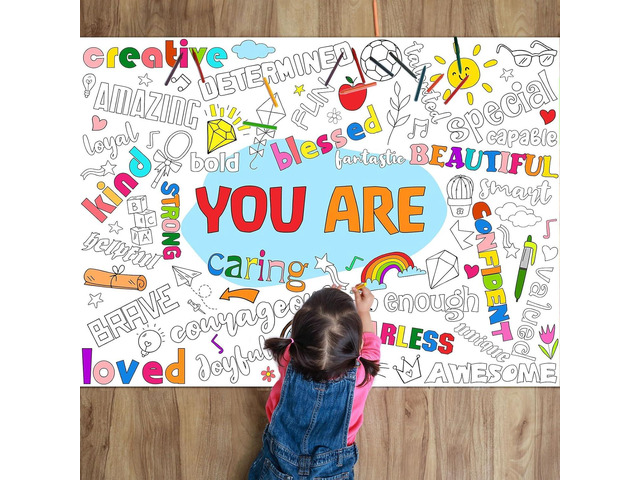Naozinebi Positive Coloring Poster for Kids Giant You Are Coloring Poster Large Positive Affirmations Coloring Tablecloth Jumbo Coloring Books for...