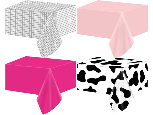 CHUNNIN 4PCS Disco Cowgirl Party Decorations Pink Cowgirl Tablecloth Cow Print Western Party Supplies Pink Disco Ball Plastic Table Cover...