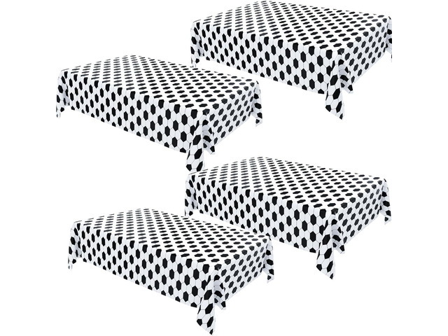 4 Pack Soccer Table Cloth Plastic Soccer Party Decorations Tablecloth Disposable Sports Theme Party Table Covers Soccer Theme Table Cloth for...