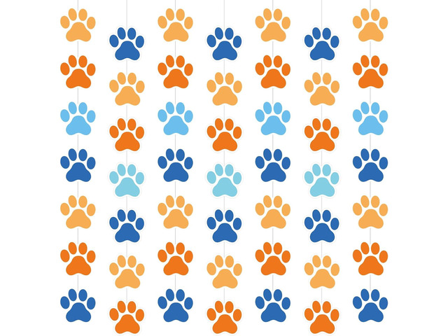 Duraaamo 8 Packs Dog Party Banner Decorations Blue Paw Print Paper Garland Dog Birthday Paper Hanging Cutouts Colorful Paw Banners for Lets Pawty...