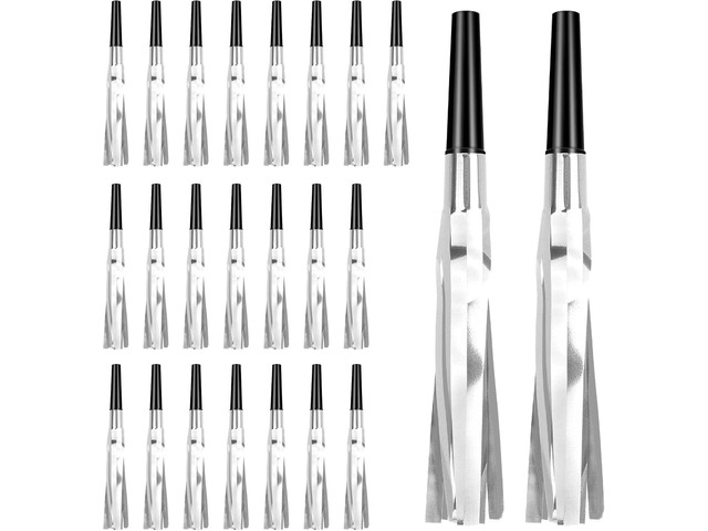 Noise Makers, 24 PCS Silver Noise Makers, Glitter Metallic Fringed Party Blowers Noisemakers Horns for Adults for Birthday Sporting Events...