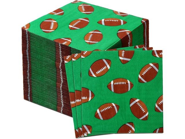 Tinlade 100 Sheets Soccer Football Napkins Bar Football Club Decorations Neon Disposable Paper Napkin Soccer Glow Birthday Party Supplies(Football)