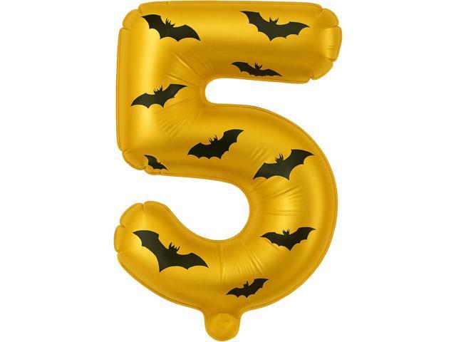 Bat Superhero 40 Inch Giant 5 Letter Gold Helium Foil Balloon Bat 5th Birthday Large Number Balloon for Kids Theme Anniversary Party Decorations...