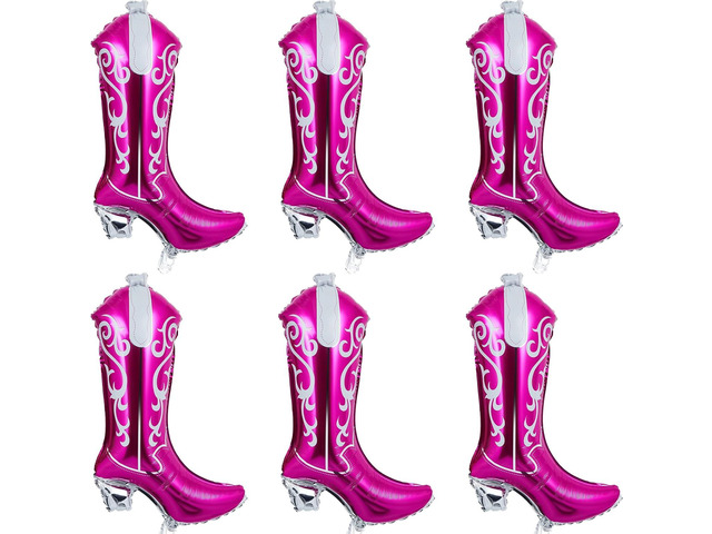 Wettarn 6 Pcs Cowboy Boot Balloons Bulk 25.6 Inch Large Cowgirl Rodeo Western Foil Jumbo Balloons Decor for Bachelorette, Birthday, Boots on The...