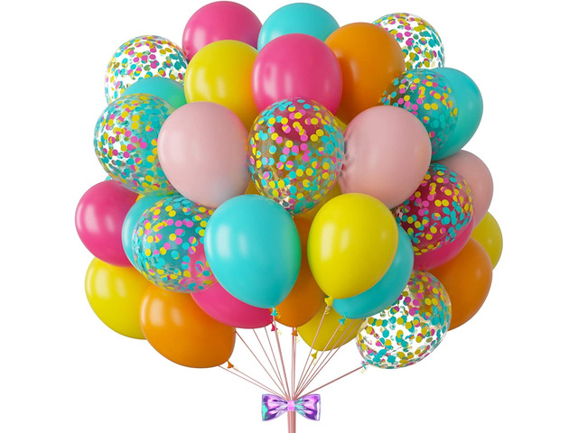 Tropical Balloons 88Pcs Arch Kit - 12 Inch Luau Party Balloons in Hot Pink, Orange, Yellow, Green & Teal for Hawaii Summer, Beach & Pool Decorations