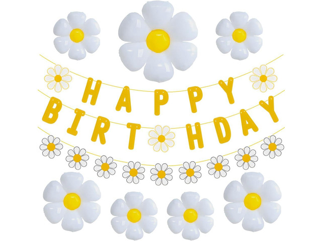 32pcs Daisy Flower Birthday Banner Balloons Decoration,Daisy Party DecorationsDaisys Flower Girls Boys Birthday Party Supplies