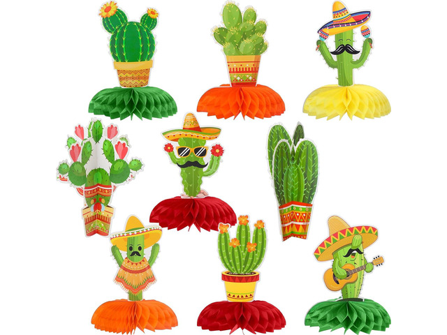 Nezyo Fiesta Mexican Party Table Decoration Centerpiece Paper Cinco De Mayo Fiesta Table Topper Decor for Honeycomb Carnivals Taco Cactus Day of...