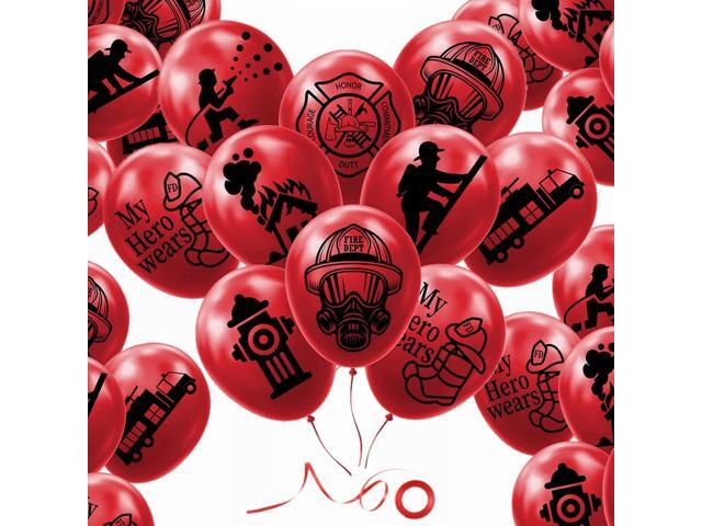 24 PACK 12' Fireman Firefighter Theme Latex Balloons Fire Engine Fire Truck Balloons Police Party Balloons for Birthday Supplies Party Decorations