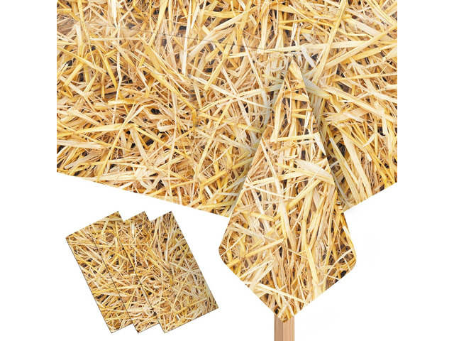 3PCS Straw Tablecover Hay Bales for Decoration Hillbilly Party Decorations Waterproof Western Farm Plastic Tablecloth Cowboy Party Supplies, 54 x...