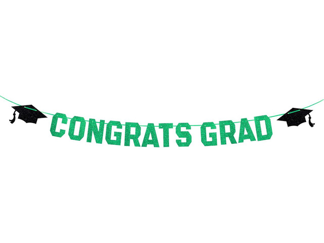 Class of 2026 Graduation Banner, Congrats Grad Party Decorations, Black Glitter Banner, Graduation Party Supplies for High School College