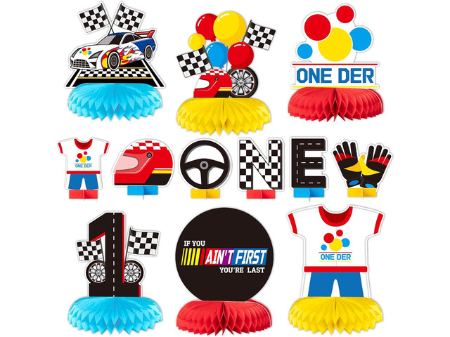 Race Car Honeycomb Centerpieces - 12PCS Racing Car First Birthday Party Honeycomb Centerpieces Boys 1st Party Table Decoration Fast One 1st Table...
