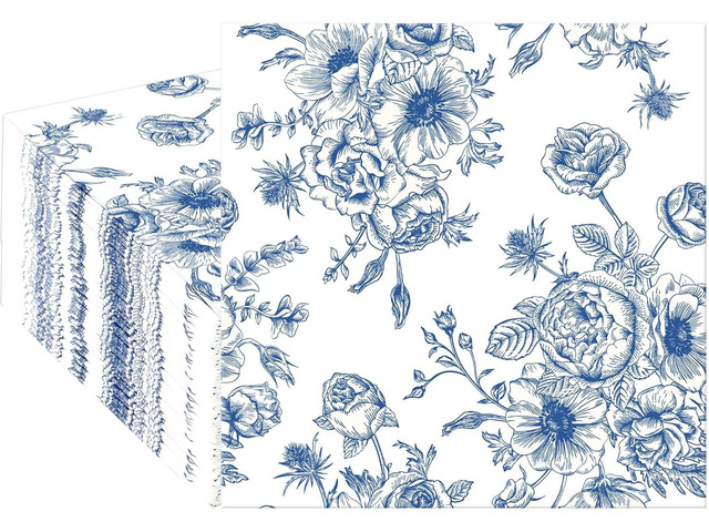 50 PCS Blue Floral Cocktail Napkins Blue and White Flower Paper Napkins 3-Ply Disposable Flowers Beverage Napkin for Wedding Bridal Shower Birthday...