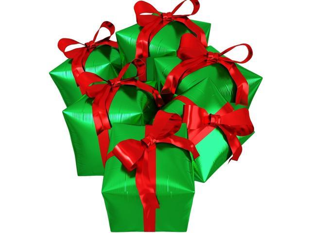 Green Gift Box Balloons, 6Pcs 22Inch 4D Square Aluminum Foil Balloons, Inflatable Cube Balloon for Birthday Christmas Anniversary Baby Shower...