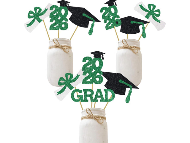 Green Graduation Centerpiece Grad Party Decorations Glitter Sticks Class of Supplies 16 Pieces