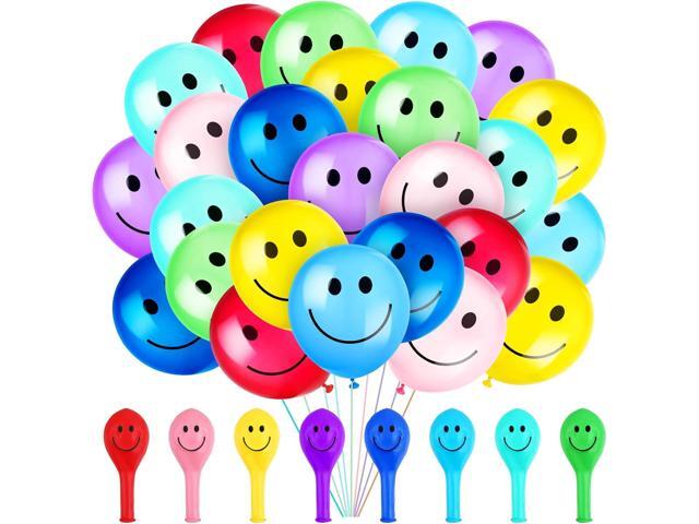 Sratte 50 Pcs Happy Smile Balloons for Birthday Party 12'' Latex Smile Face Colorful Naughty Balloons Party for Baby Shower Wedding Decoration...