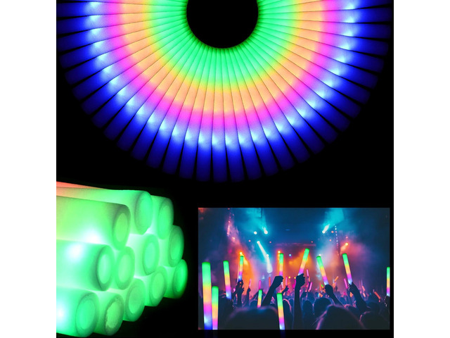 36 Pcs LED Foam Glow Sticks Bulk,Glow in The Dark Party SuppliesFoam Light Up Sticks 3 Modes of Color Flashing for...