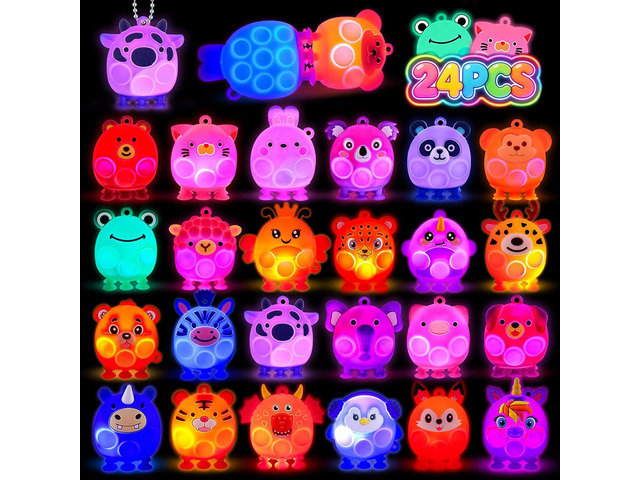 ChildFun Party Favors for Kids, 24 PCS Light UP 3D Animal Suction Pop Fidget Toys, Glow in The Dark Party Supplies, Goodie Bags Stuffers for Kids,...