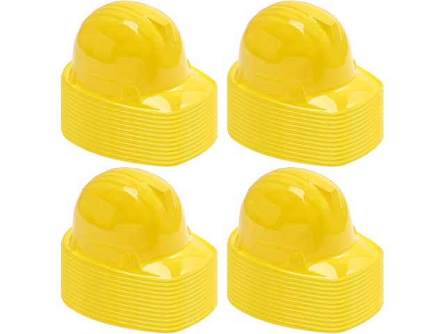 Sumind 48 Packs Construction Party Hats Kids Plastic Worker Helmet Bulk Toy for 3-8 Years Children Dress up Party Supplies(Yellow)