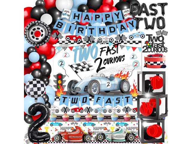 2 Fast Birthday DecorationsTwo Fast 2 Curious Racing 2nd Birthday Decorfor Boys Girls 2nd Bday Racing Themed Car Decoration Party Supplies