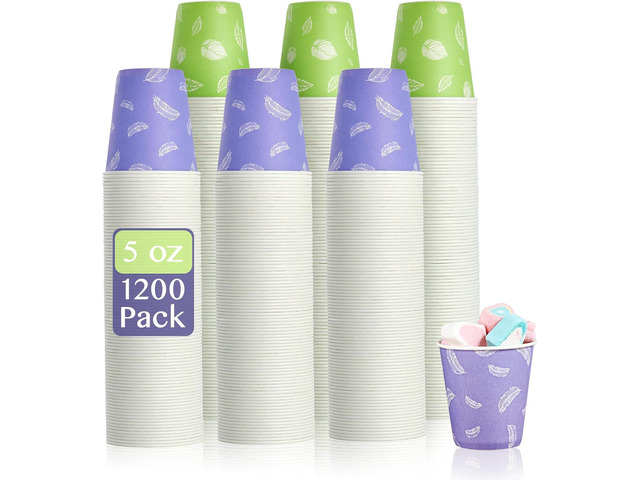 LITOPAK 1200 Pack 5 oz Paper Cups, Colorful Samll Disposable Paper Bathroom Cups for Parties, Travel, and Events