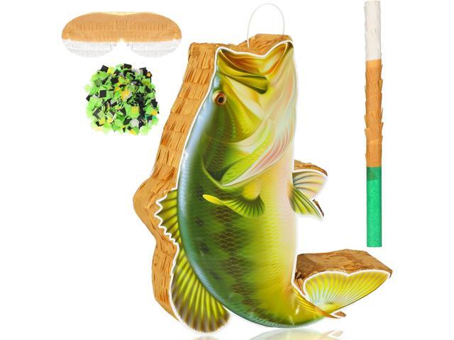 Fish Piñata Ocean Under The Sea Fishing Piñata for Birthday Party Decoration with Stick Bat Blindfold and Confetti for Fishing Fishermen Birthday...