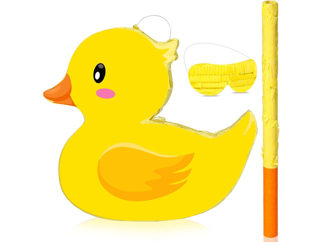 Aoriher Duck Piñata Birthday Party Supplies Piñata with Yellow Blindfold for Party Favor Birthday Decorations