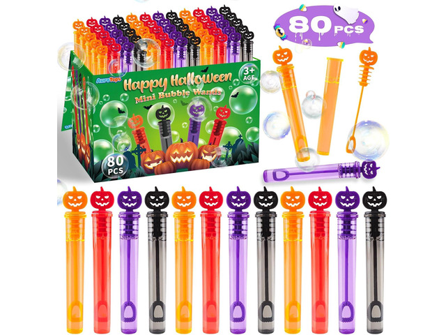 AuroTops Halloween Mini Bubble Wands, Halloween Party Favors for Kids, Mini Bubble Wands for Trick or Treat, Goodie Bags, Halloween Toys Gifts for...