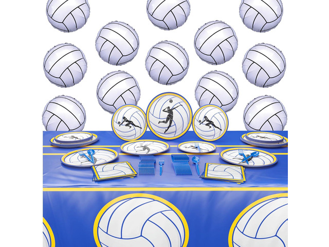 Volleyball Deluxe Party Packs (112 Pieces for 16 Guests) - Volleyball Decorations, Sports Themed Birthday Party Supplies, Volleyball Plates and...
