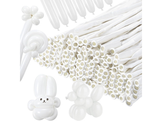Lenwen 1000 Pcs Long Balloons Bulk 260 Latex Twisting Balloons Decoration for Birthday, Wedding, Festival, Clowns, Party Supplies(White)
