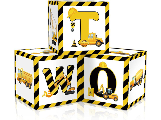 chiazllta 3PCS Construction 2nd Birthday Party Decorations Balloon Box Truck Two Years Old Theme Party Supplies Favors Baby Shower Decor Backdrop...