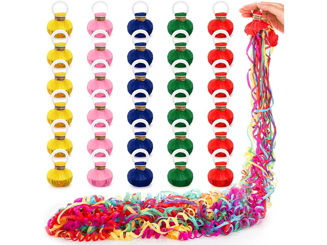 Lawei 30 Pack Throw Streamers, Colorful Hand Throw Confetti Poppers, No Mess Paper Crackers, Romantic Confetti Streamer for Wedding, Birthday,...