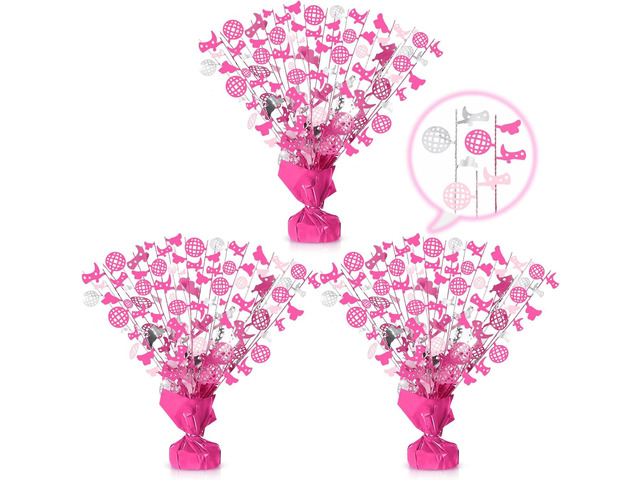 3 Pcs Disco Cowgirl Party Decorations Western Cowgirl Pink Table Centerpiece Glitter Ball Foil Spray Birthday Party Decor Hot Pink Disco Supplies...