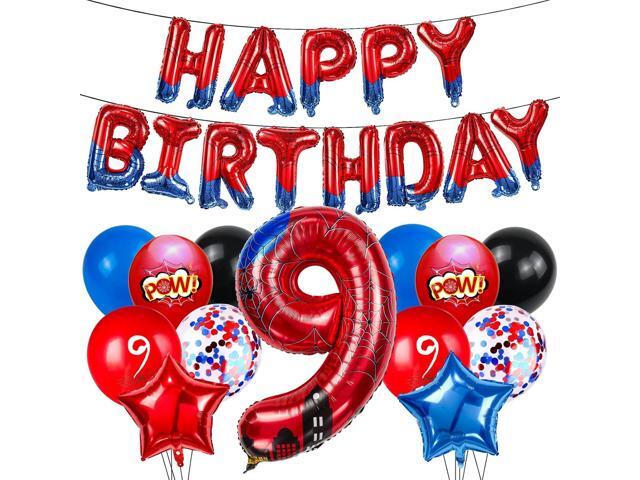 Cartoon Hero 40 Inch Red and Blue Spider Theme Number Foil Birthday Decoration Balloon, Spider Theme Happy Birthday Banner Party Decoration...