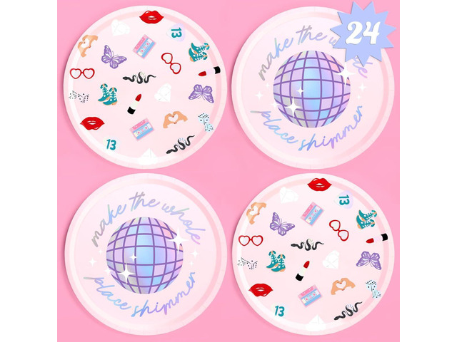 xo, Fetti Party Paper Plates 24pcs. 9' Concert Party Tableware, Bachelorette Decorations, Birthday Dishware, Bridesmaid Supplies