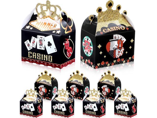 Zonon 40 Pcs Casino Boxes for Party Favors Casino Theme Party Decorations Las Vegas Theme Crown Poker Gift Bags for Las Vegas Game Night Supplies