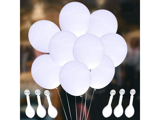 LED Light up Balloons, DAOKEY 50 Pack White Glow in the Dark Party Supplies LED Balloons Lights for Birthday Wedding Decoration (White Lights)