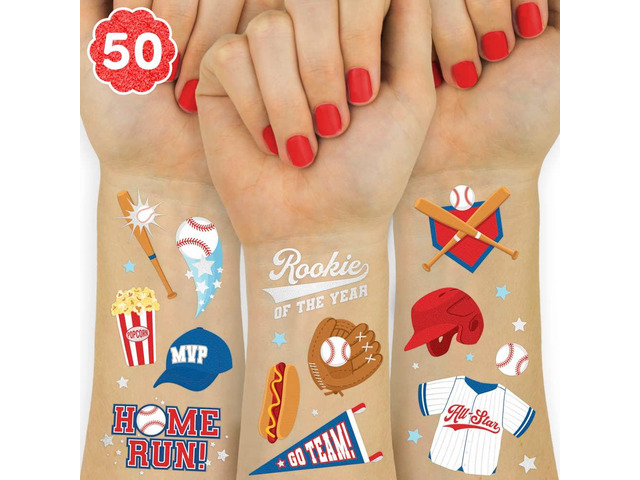 xo, Fetti Baseball Temporary Tattoos - 56 Foil Styles Baseball Birthday Party, Boys + Girl Sports, Baseball Party Supplies, Baseball Baby Shower