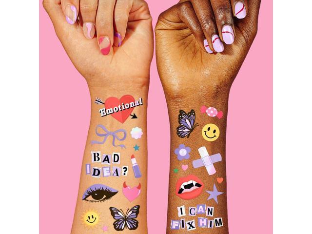 xo, Fetti Purple Butterfly Party Temporary Tattoos - 64 Styles Bachelorette Tattoo Favors, Birthday Girl Accessory, Concert Party Decorations,...