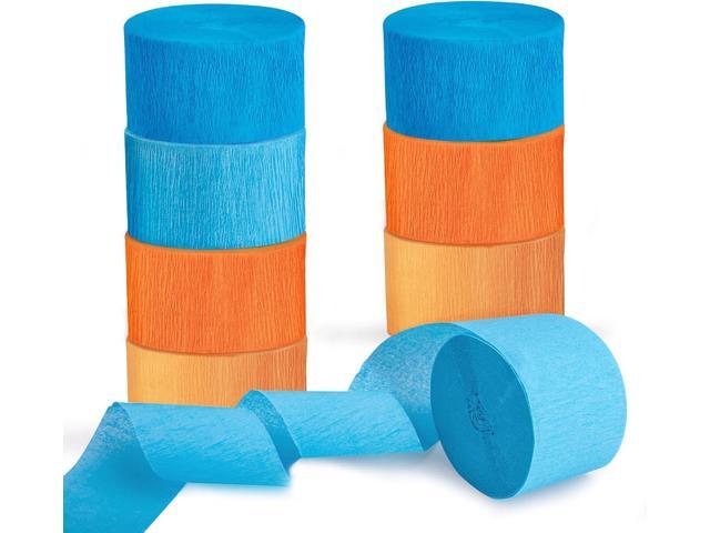 Riqiaqia Crepe Paper Streamers Party Decorations, Blue and Orange Party Decorations, 8 Rolls of Blue, Orange Party Streamers for Blue Dog Birthday...